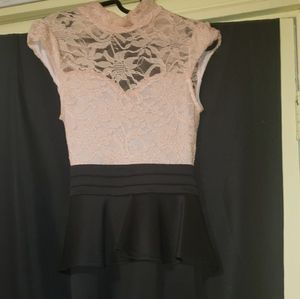 Elegant lace and satin scallop dress